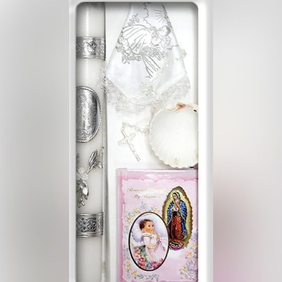 Lito Baptism Candle Set Kit for Christenings W/ Shell & Favors - Spanish (Pink) - Picture 1 of 7